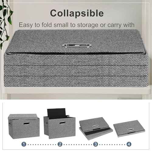 Storage Bins with Lids Fabric Closet Organizers Cubes Office Organization (3 Count)
