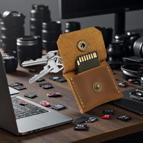 Genuine Leather SD Card Holder Keychain