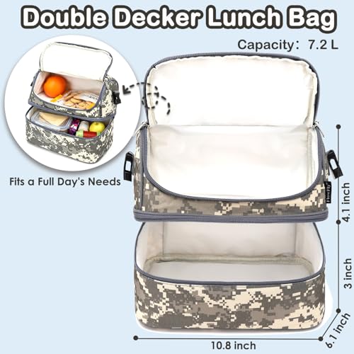 Kids Double Decker Cooler Insulated Lunch Bag Large Tote for Boys