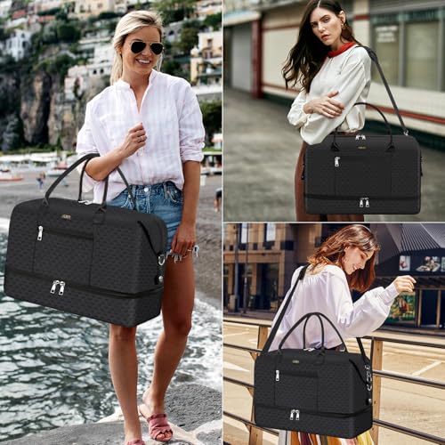 Weekender Bag for Women 21.5" Travel Duffel Large Carry On Bag 3PCS (3 Count)