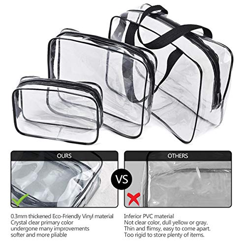 5Pcs Crystal Clear PVC Travel Toiletry Bag Kit for Women Men (5 Count)