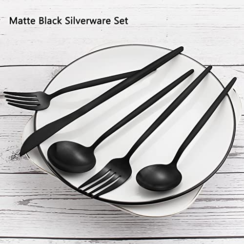 Matte Black Silverware Set (4 Count)
