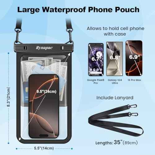 Large Waterproof Phone Pouch Up to 10" (2 Count)