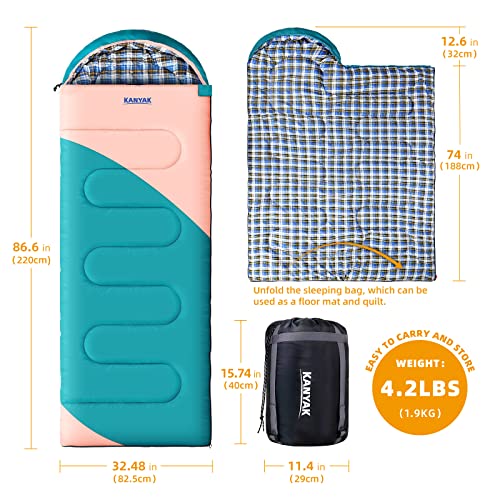 Camping 32℉ Sleeping Bags for Adults Kids Teens Cold Weather Warm Sleeping Bag Winter for 3