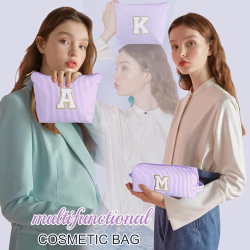 Personalized Cute Purple Initial Cosmetic Makeup Pouch