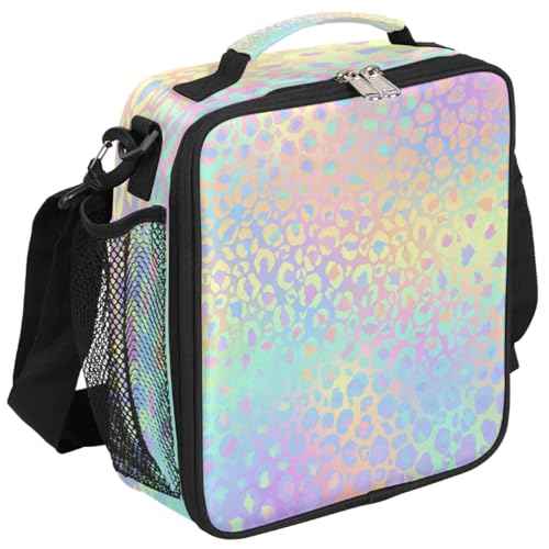 Rainbow Leopard Kids Lunch Bag Colorful Leopard Skin Insulated Lunch Box Mini Cooler Back to School Thermal Meal Tote Kit Bento Tote Bags Lunchbox for Boys Girls (Rainbow Leopard)