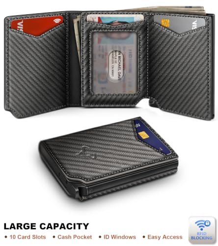 Men Slim Leather Wallet Metal Case Money Clip