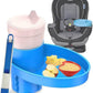 Complete Kids Travel Tray Kit - Easily Expands Cup Holder into 360° Cup & Travel Tray for Kids Car Seat, Booster, and Stroller - Toddler Road Trip Essentials Set Includes Coaster & Brush (Blue)