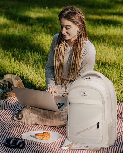 Beige Laptop Backpack for Women