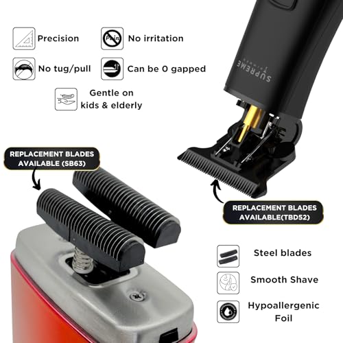 2-in-1 DLC T-Shaper Trimmer & Crunch Foil Shaver | STF602 Electric Razor & ST5206 Beard Trimmer Barber Haircut Kit | Red