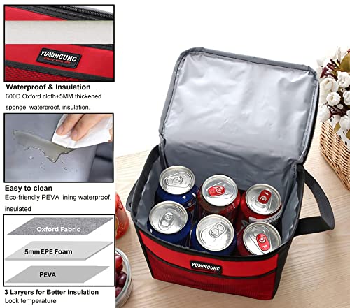 6 Can 5L Lunch Bag for Women Men Portable Lunch Box Small Cooler Bag Soft Collapsible Reusable Insulated Lunch Tote for Everyday Work Travel
