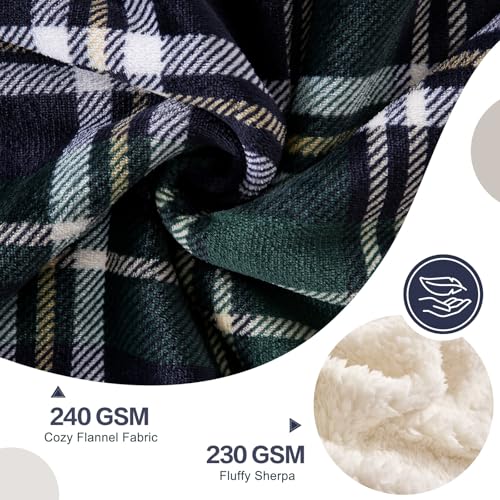 Sherpa Fleece Throw Blanket 60" x 80" Reversible Plush Fluffy Large Big Blanket Lattice Flannel Blankets for All Season Use