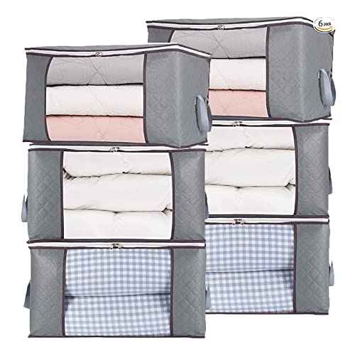 6Pcs Zippered Storage Bag for Closet King Comforter (6 Count)