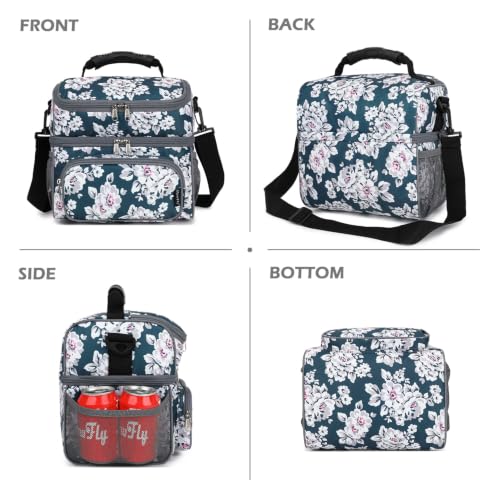 Double Layer Cooler Insulated Lunch Bag Adult Lunch Box Large Tote Bag for Men (Plum)