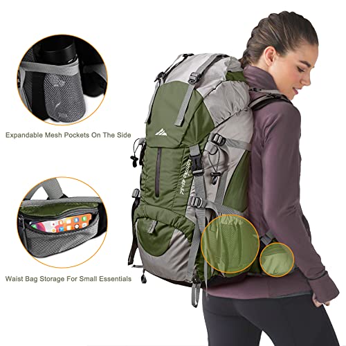 50L Hiking Backpack with Rain Cover for Both Men & Women