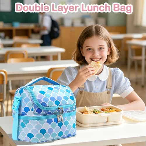 Double Decker Cooler Insulated Lunch Bag Large Tote for Boys