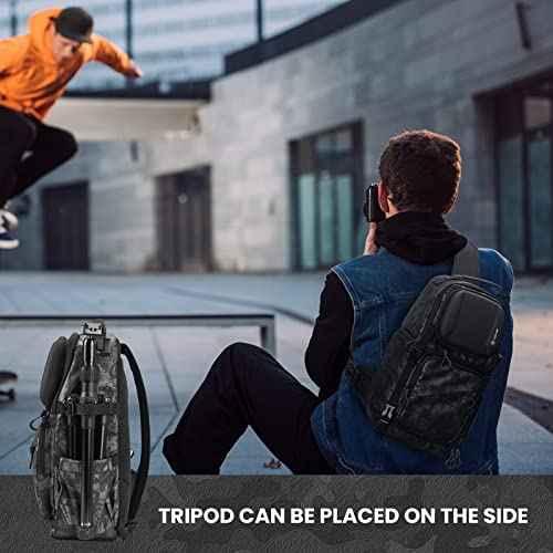 Camera Sling Bag DSLR Sling Backpack for Photographers with Waterproof Raincover Tripod Holder TR
