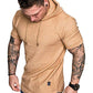 Mens Fashion Hoodies Sport Pullover Solid Color Shirt Workout Lightweight Tops Khaki Large