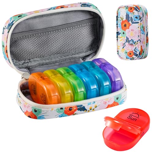 Weekly Travel Pill Organizer 2 Times a Day AM PM Rainbow Pill Box
