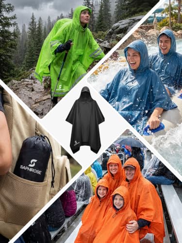 Hooded Rain Poncho Waterproof Raincoat Jacket for Men Women Adults