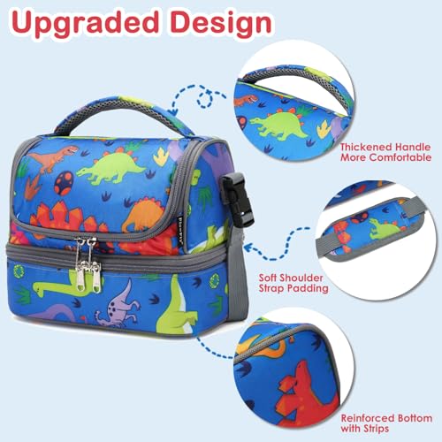 Kids Double Decker Cooler Insulated Lunch Bag Large Tote for Boys