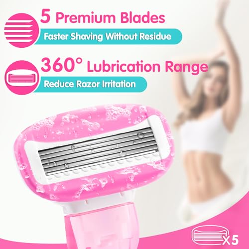 Travel Razors for Women Include 1 Handle 5 Cartridges