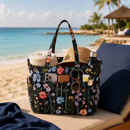 Waterproof Beach Tote Pool Bags for Women Ladies Extra Large Carry On Bag With Wet Compartment for Weekender Travel