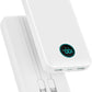 Portable Charger 40,800mAh Power Bank, 25W PD QC 4.0 Fast Charging Portable Phone Charger with Built-in Cables,LCD Display USB C Battery Pack Compatible with iPhone 16/15/14,Android Samsung (White)