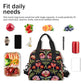 Red Flower Floral Insulated Lunch Bag for Women Girl Reusable Lunch Tote Box With Shoulder Strap Lightweight Thermal Cooler Meal Prep Bag for Work School Office Picnic (A05:flower)