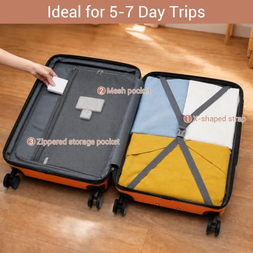Checked Suitcase 24in Expandable ABS+PC Side Handles luggage Orange