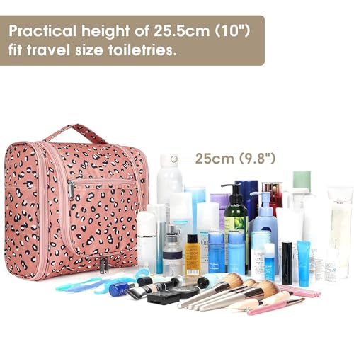 Hanging Cheetah Toiletry Bag for Women Travel Makeup Bag Organizer Toiletries Bag for Cosmetics Essentials Accessories