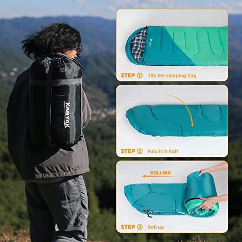 Warm & Cool Weather Single Sleeping Bag for Adults Kids