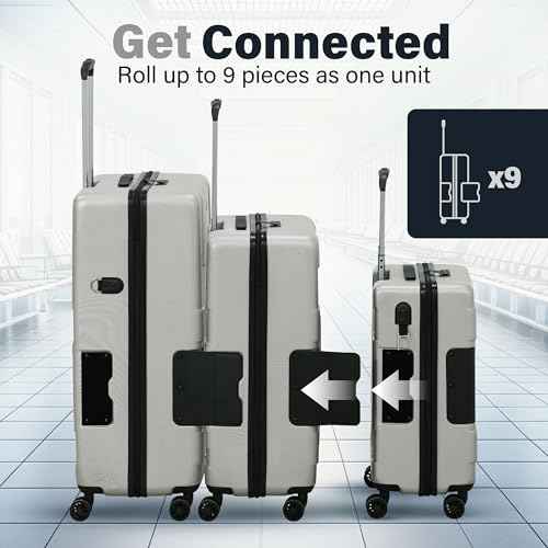 Patented Connecting Hard Shell 3 Piece Luggage Set (3 Count)