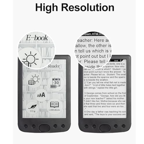 6 Inch E Reader Digital Reader Electronic Book Reader with 800x600 High Resolution Screen Multifunctional Navigation Buttons for PDF EPUB TXT DOC FB2 MOBI