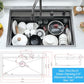 33 Inch Black Drop In Waterfall Kitchen Sink Workstation