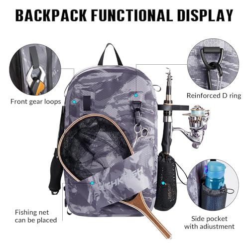 IPX8 Waterproof Fishing Backpack with Rod Holder