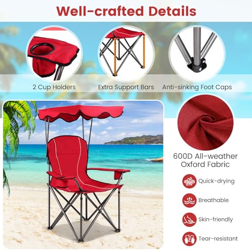 Camping Chair with Canopy Shade