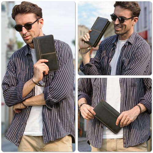 Top Grain Leather Travel Passport Wallet Organizer Case for Families
