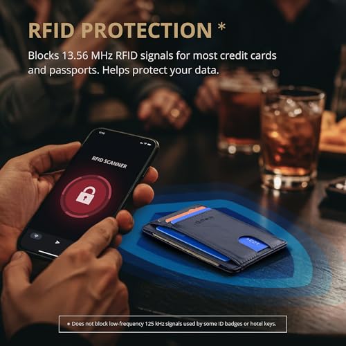 Slim Minimalist Front Pocket RFID Blocking Leather Wallets for Men and Women