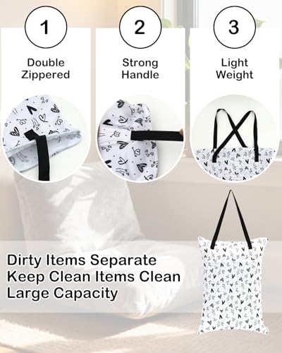 BABY 2 Pack Large Wet Dry Bag Waterproof Hanging Cloth Diaper with Double Zippered Pockets 25x18 inches 2HL04