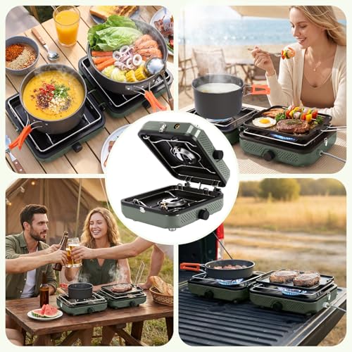 Camping Stove 2 Burner Foldable Propane Camping Stove with Cookware