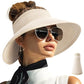 Sun Visor Hats for Women Wide Brim Straw Packable Beach Hat Beige