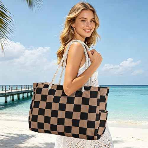Beach Bag Large Beach Tote Bag for Women Waterproof Sandproof Swim Pool Bag With Zipper