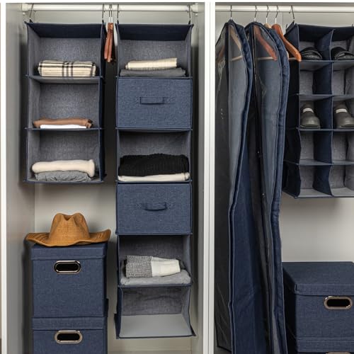 Hanging Cotton Blend Closet Organizer with 3 Storage Shelves