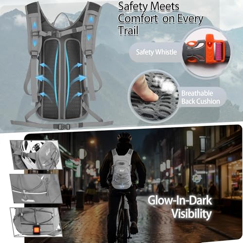 Hydration Backpack 18L Hiking Water Backpack with 2L Water Bladder for Men Women