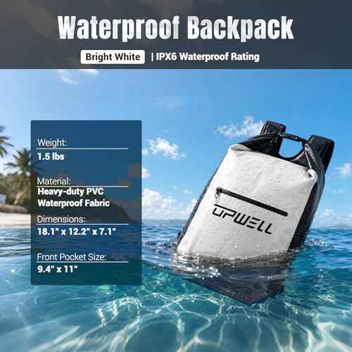 20L Waterproof Dry Bag Boating Backpack for Travel Hiking Camping Kayaking Hiking Swimming Floating Submersible Dry Bag bright white