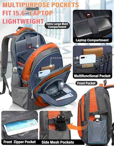 Backpack Bookbag for College Sturdy Travel Business Hiking Fit Laptop Up to 15.6 Inch Multi Compartment Gifts for Men Women Night Light Reflective