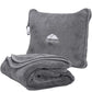 Premium Soft Long Travel Blanket Pillow Airplane Large Size Gray