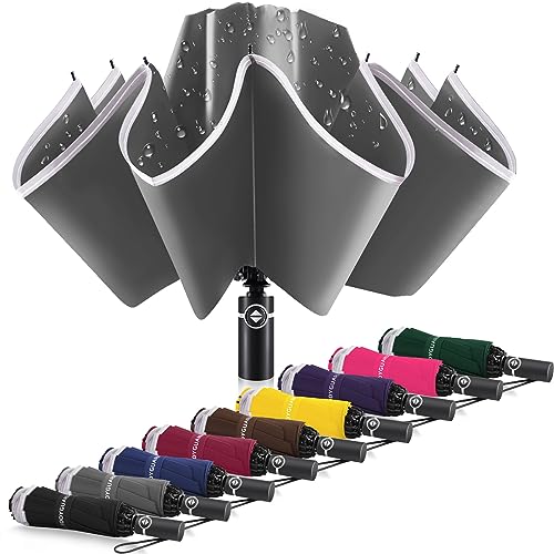 Inverted Umbrella Large Windproof Umbrellas for Rain Sun Travel Umbrella Compact with Reflective Stripe