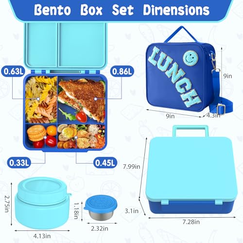 Kids Lunch Box with Thermo Insulated Lunch Bag for School (8 Count)